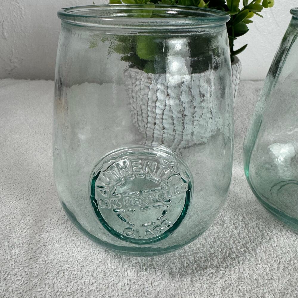 Spanish Recycled Stamped Glassware Collection Set Of 2 - Picture 2 of 9